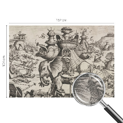Wallpaper mural for living room featuring a grotesque battle scene