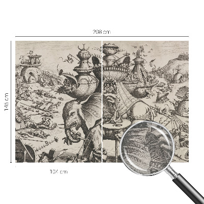Wallpaper mural for living room featuring a grotesque battle scene