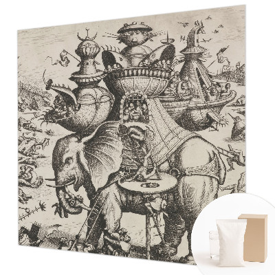Wallpaper mural for living room featuring a grotesque battle scene
