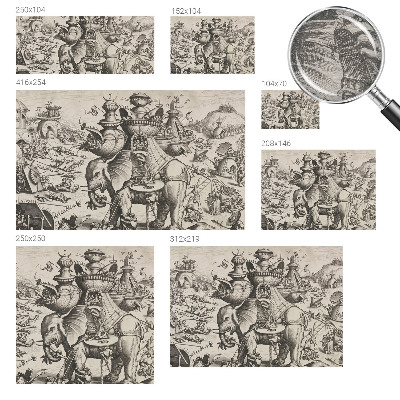 Wallpaper mural for living room featuring a grotesque battle scene