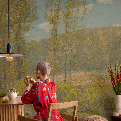 Custom size wall mural featuring a forest landscape