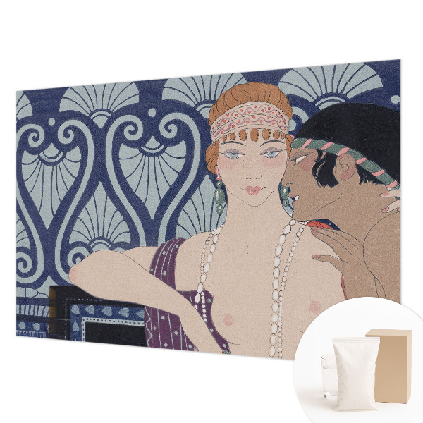 Modern wall mural featuring an artistic depiction of a couple