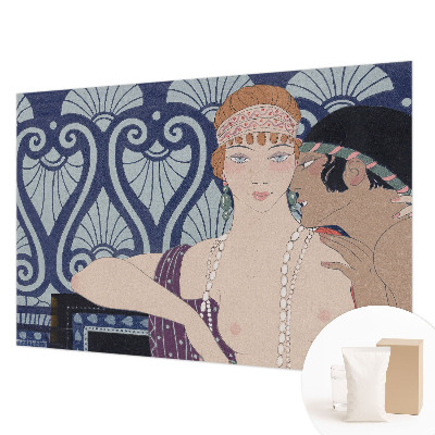 Modern wall mural featuring an artistic depiction of a couple