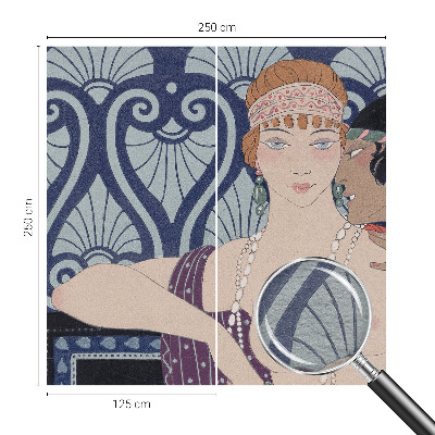 Modern wall mural featuring an artistic depiction of a couple