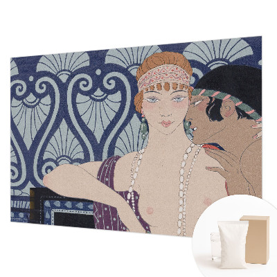 Modern wall mural featuring an artistic depiction of a couple
