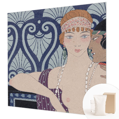 Modern wall mural featuring an artistic depiction of a couple