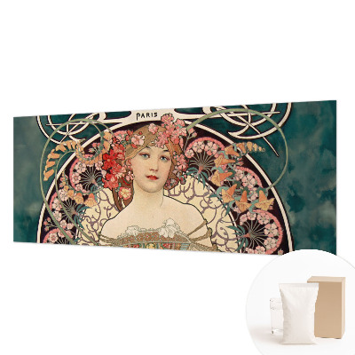Modern wall mural for bedroom with a floral symmetrical pattern