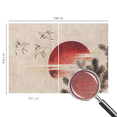 Premium wall mural for bedroom featuring an eastern forest design