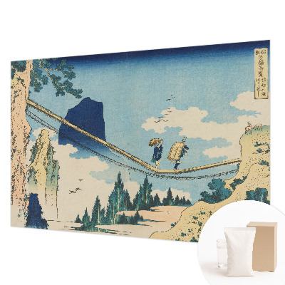High quality wall mural wallpaper featuring a mountain bridge design