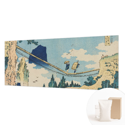 High quality wall mural wallpaper featuring a mountain bridge design