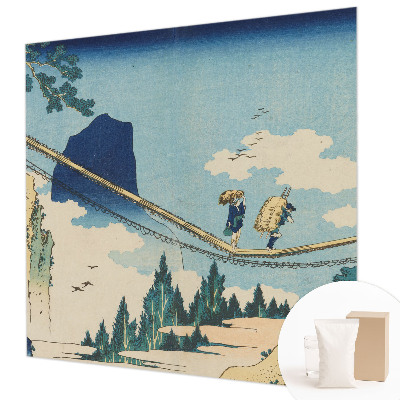 High quality wall mural wallpaper featuring a mountain bridge design