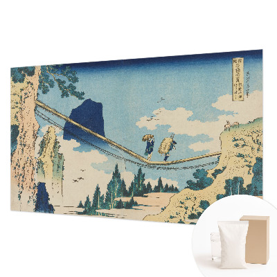 High quality wall mural wallpaper featuring a mountain bridge design