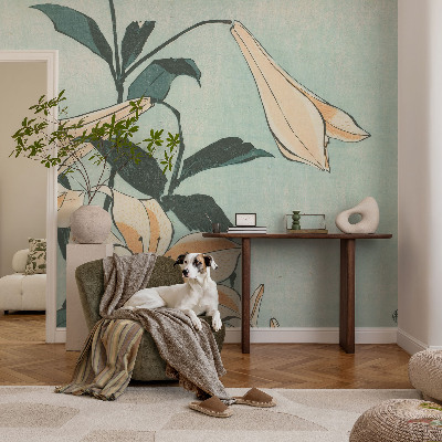Premium photo wallpaper with a delicate lilies design