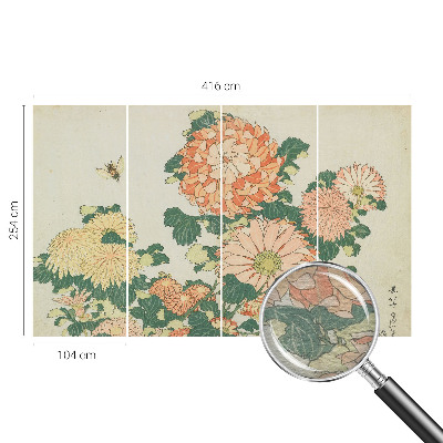 Decorative wall mural for living room with chrysanthemum flower design