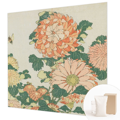 Decorative wall mural for living room with chrysanthemum flower design