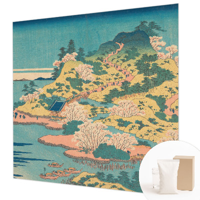 Non-woven photo wallpaper featuring a Japanese landscape motif