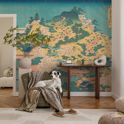 Non-woven photo wallpaper featuring a Japanese landscape motif