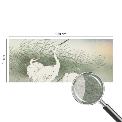 Wall mural for bedroom featuring herons in the grass