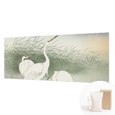 Wall mural for bedroom featuring herons in the grass