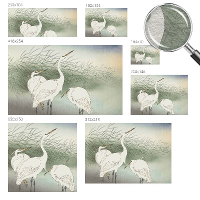 Wall mural for bedroom featuring herons in the grass