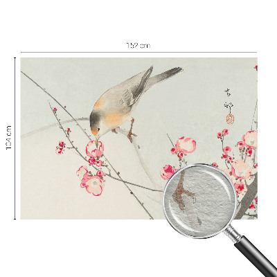 Wall mural for living room with a floral and bird motif