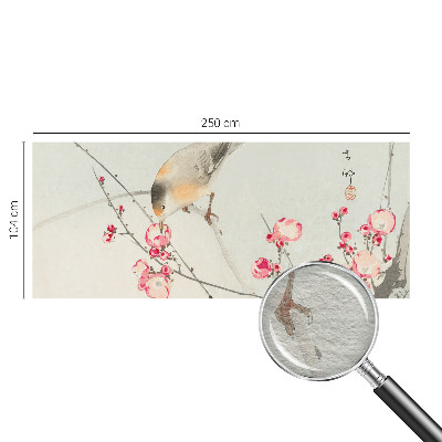 Wall mural for living room with a floral and bird motif