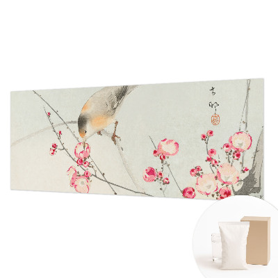 Wall mural for living room with a floral and bird motif