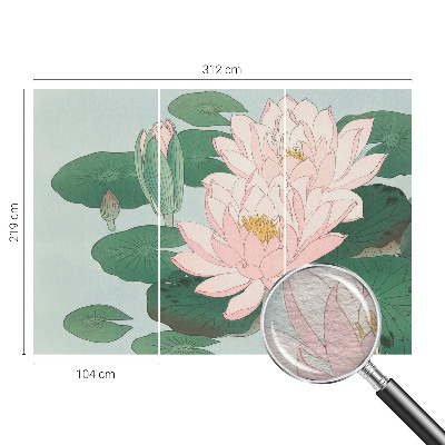 Wallpaper mural for living room featuring a water lotus design