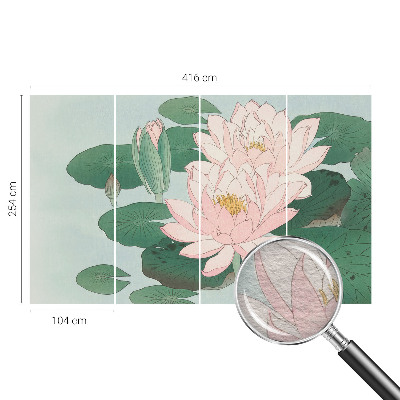 Wallpaper mural for living room featuring a water lotus design