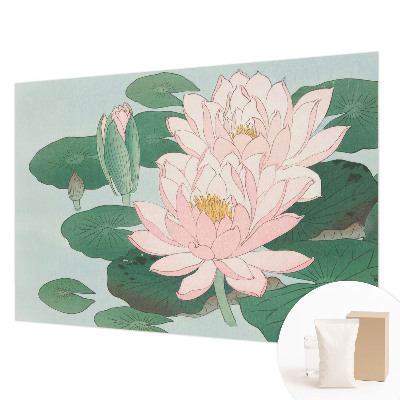 Wallpaper mural for living room featuring a water lotus design