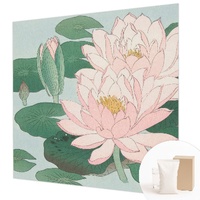 Wallpaper mural for living room featuring a water lotus design