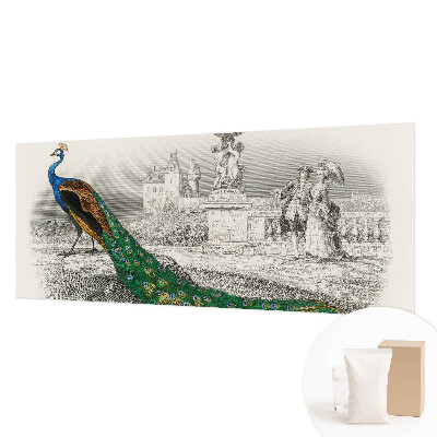 Large wall mural with a colorful feather pattern