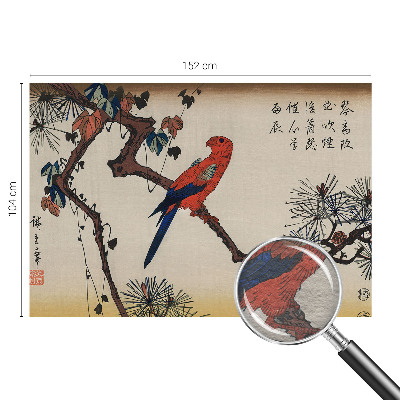 Large wallpaper mural featuring a bird perched on a branch