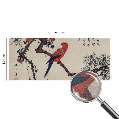Large wallpaper mural featuring a bird perched on a branch