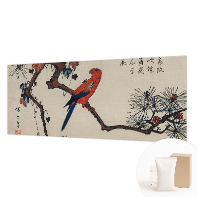 Large wallpaper mural featuring a bird perched on a branch
