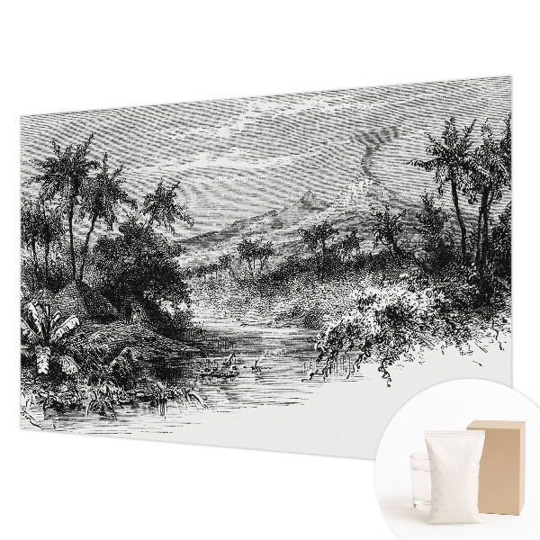 Large wall mural wallpaper with an exotic panoramic design