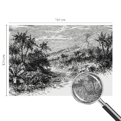 Large wall mural wallpaper with an exotic panoramic design