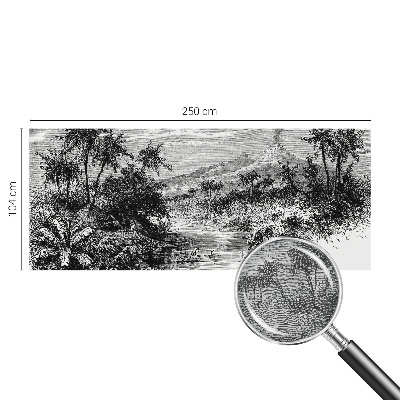 Large wall mural wallpaper with an exotic panoramic design