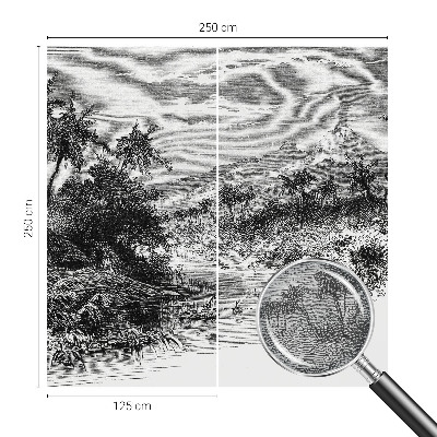 Large wall mural wallpaper with an exotic panoramic design