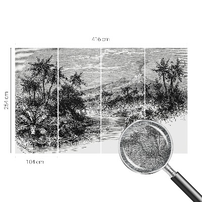 Large wall mural wallpaper with an exotic panoramic design