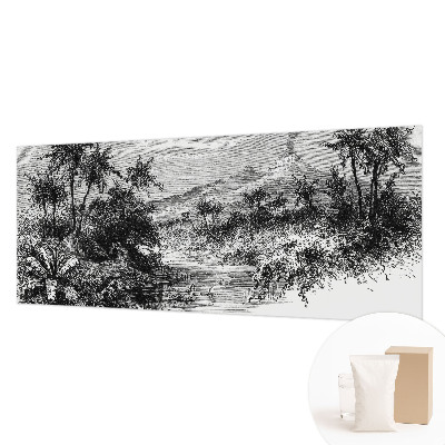 Large wall mural wallpaper with an exotic panoramic design