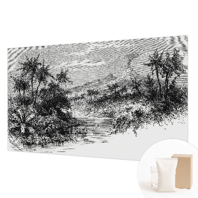 Large wall mural wallpaper with an exotic panoramic design