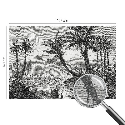 Custom size wall mural with a tropical oasis design