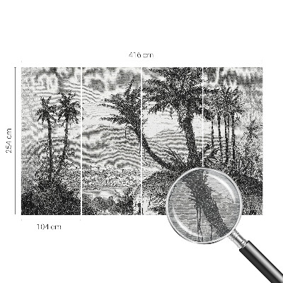 Custom size wall mural with a tropical oasis design