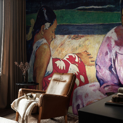 Modern wall mural with a beach scene