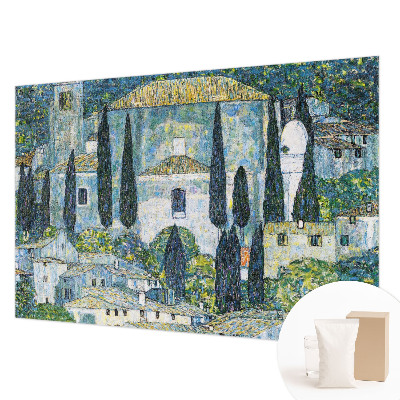 Modern wall mural for living room featuring cypress houses motif