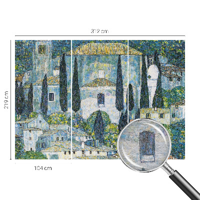 Modern wall mural for living room featuring cypress houses motif
