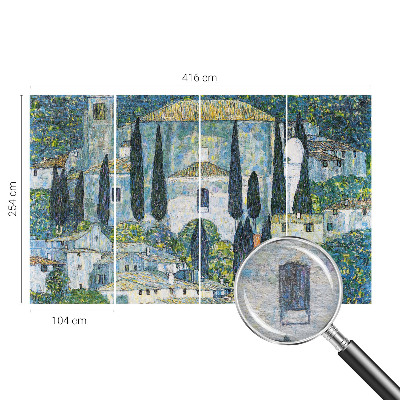 Modern wall mural for living room featuring cypress houses motif