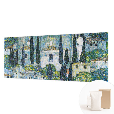 Modern wall mural for living room featuring cypress houses motif