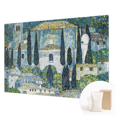 Modern wall mural for living room featuring cypress houses motif